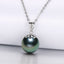 925 Sterling Silver Tahitian Cultured Black Pearl Created White Diamond Pendant Necklace