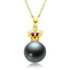 18K Gold Royal Crown Ruby Black Tahiti Pearl Pendant Necklace