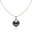 18K Rose Gold Tahitian Black Pearl and Diamond Pendant Necklace
