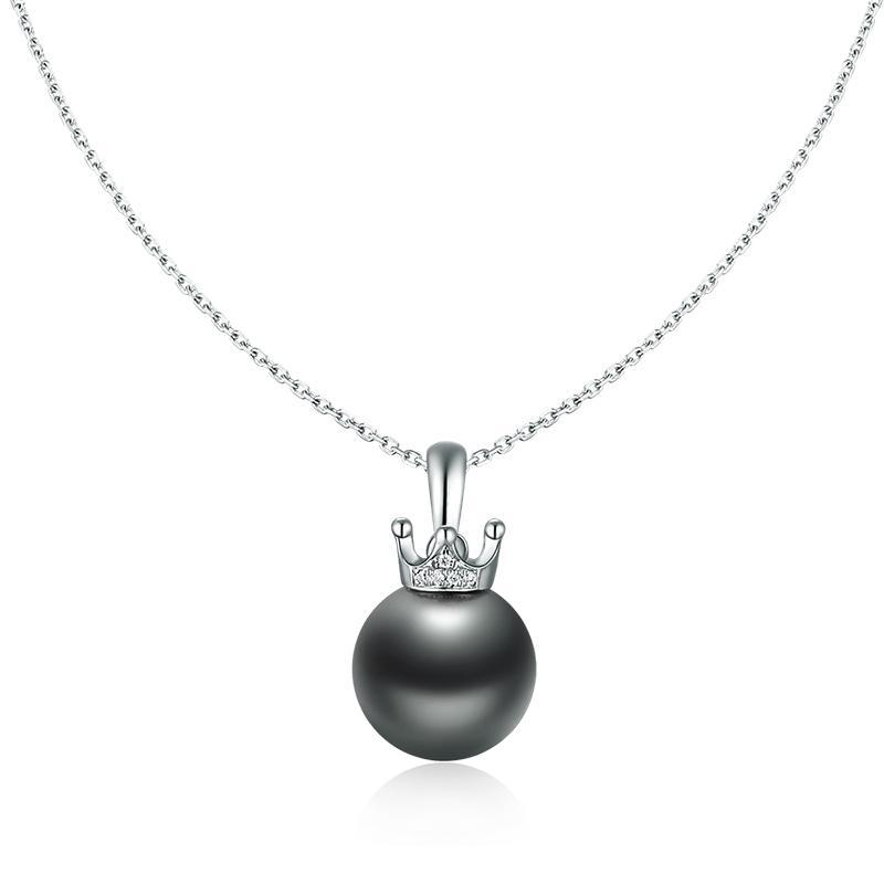 18K Rose Gold Tahitian Black Pearl Pendant Necklace with Diamond