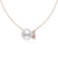 18k Rose Gold Emeral Round Cut Diamond Cultured Freshwater Pearl Necklace