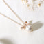 Real Diamond Bow Knot 18K Gold Freshwater White Pearl Pendant Necklace