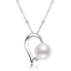 Sterling Silver Pearl Necklace Natural Freshwater Pearl Heart Pendant