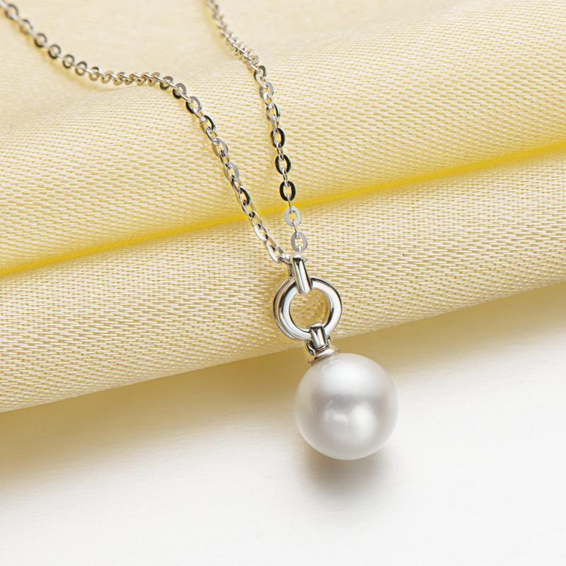 Infinity Circle Geniune White Pearl Pendant Necklace