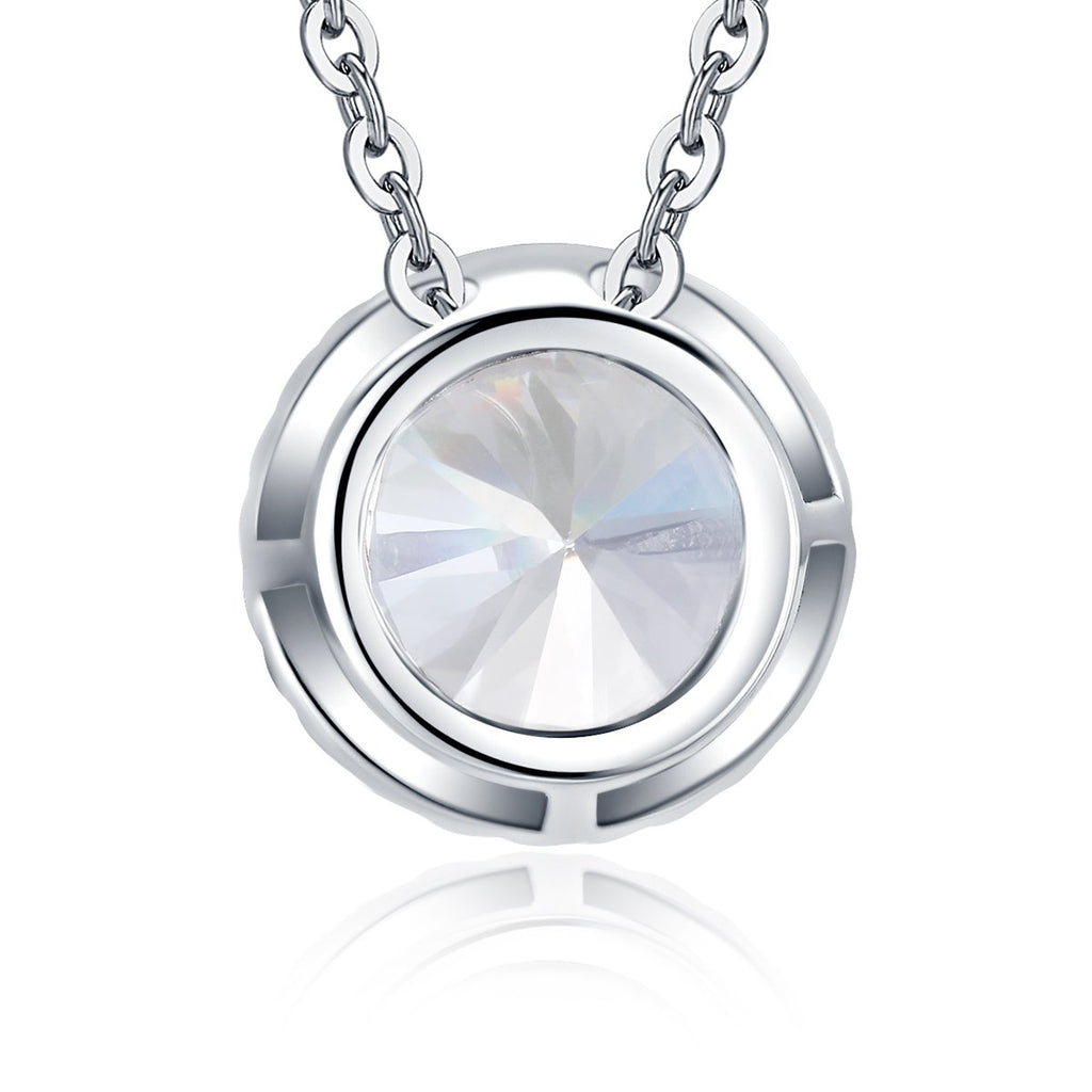 Halo Round Created White Diamond Pendant Necklace