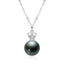 Sterling Silver 10mm Tahitian Black Pearl Pendant Necklace