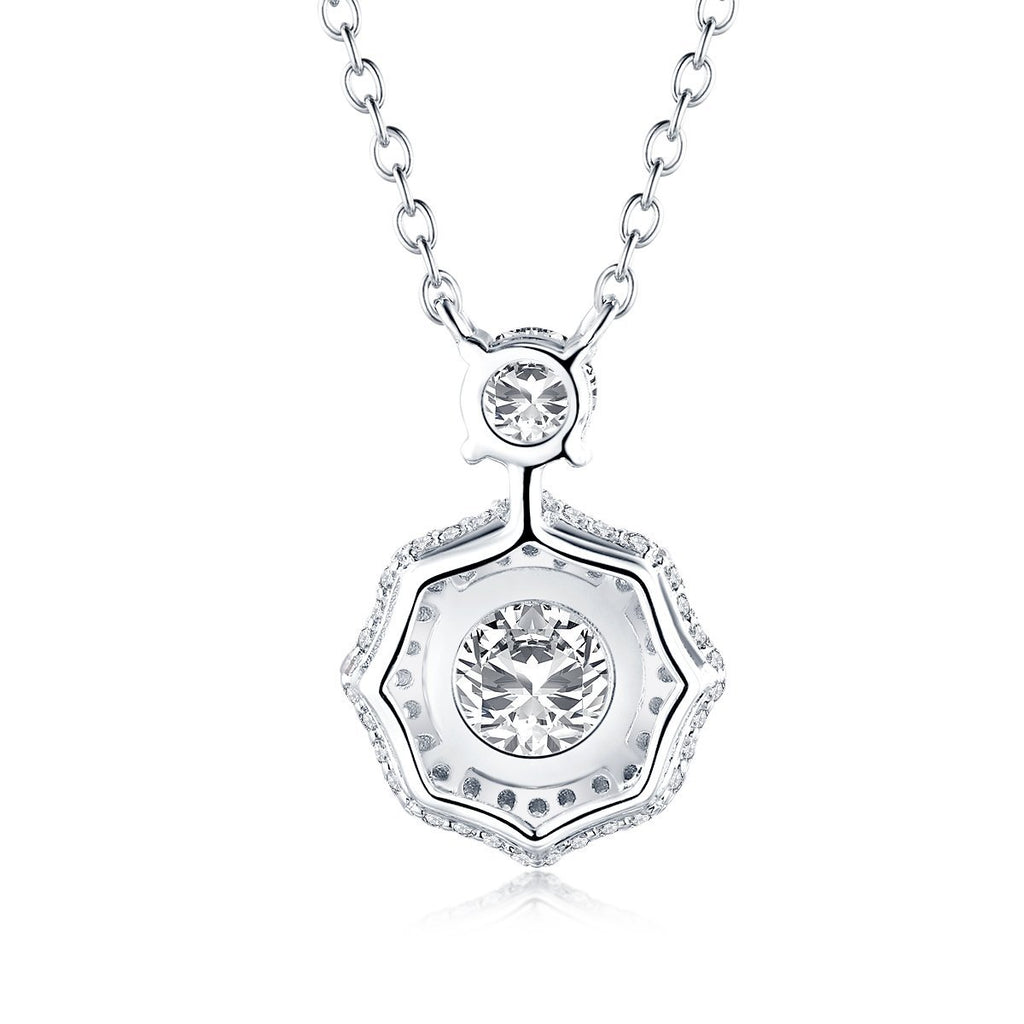 Vintage Round Created White Diamond Pendant Necklace