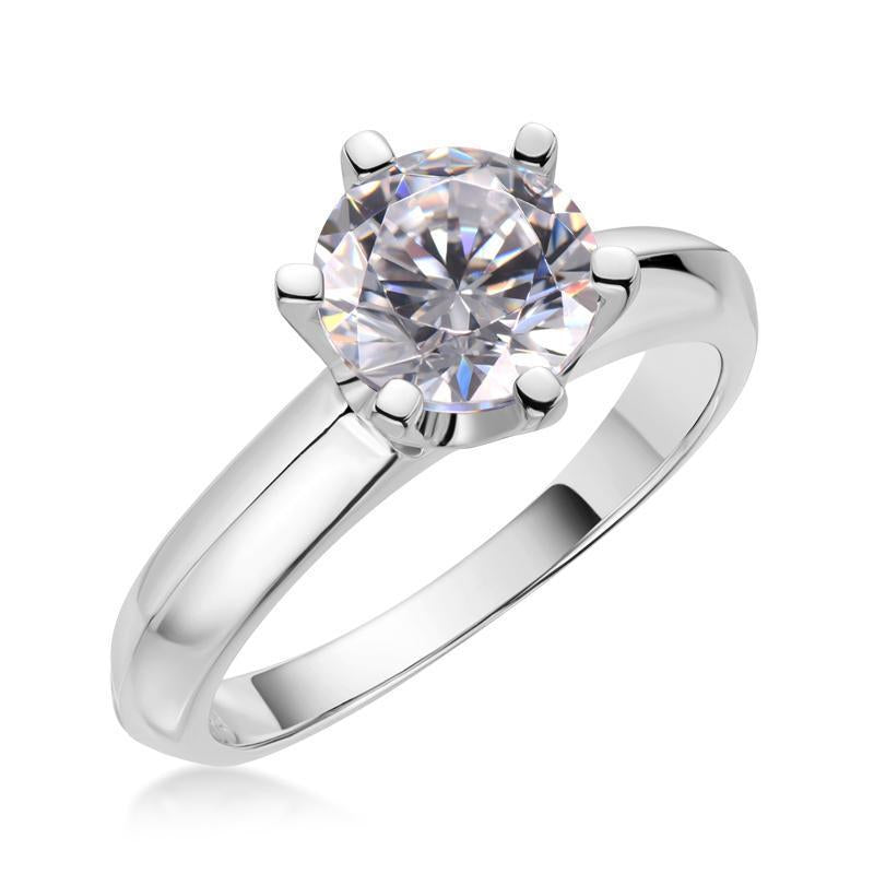 Classic Six Prong Round Moissanite Diamond Solitaire Ring