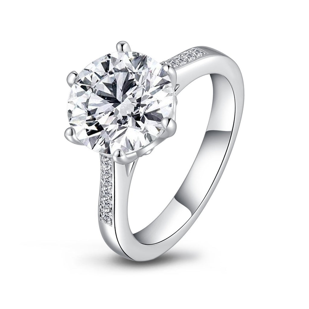 Six Prong Round Created White Diamond Ring