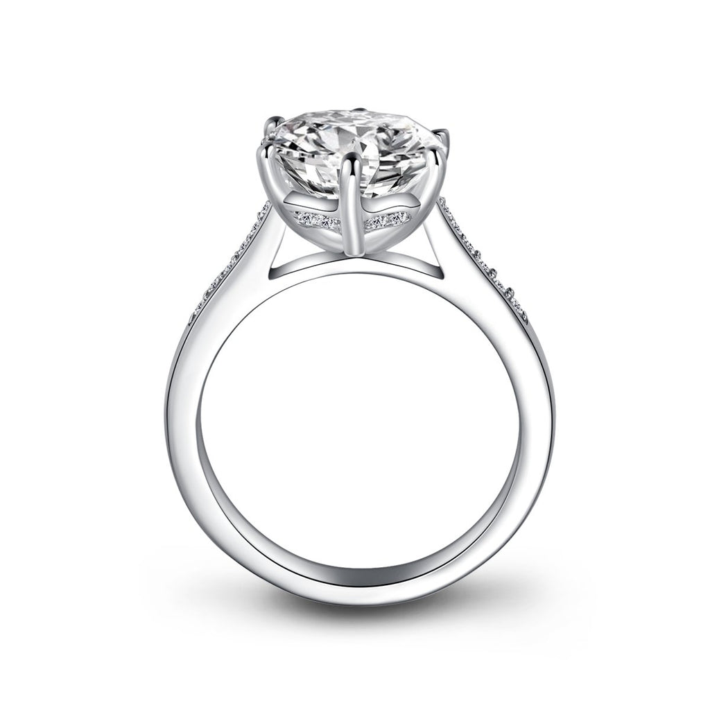 Six Prong Round Created White Diamond Ring