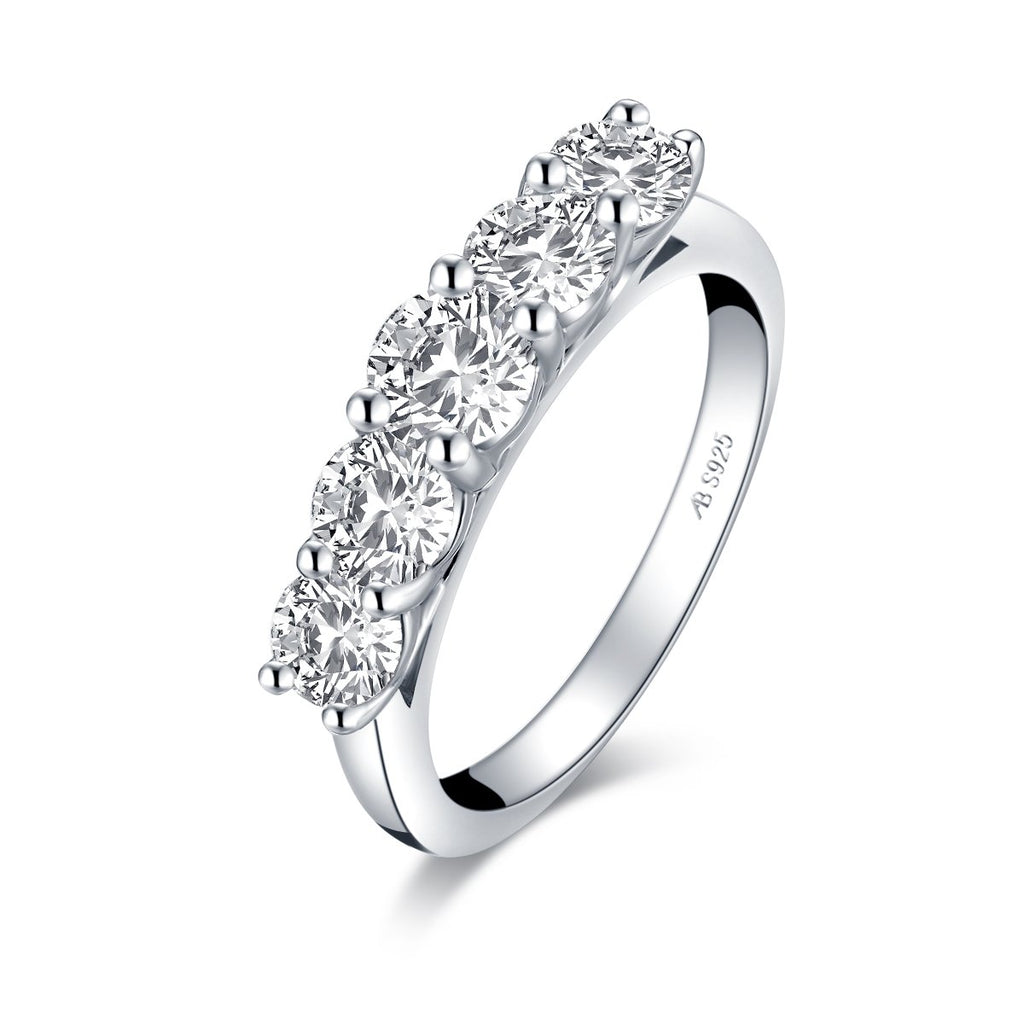 5-Stone Round Created White Diamond Ring
