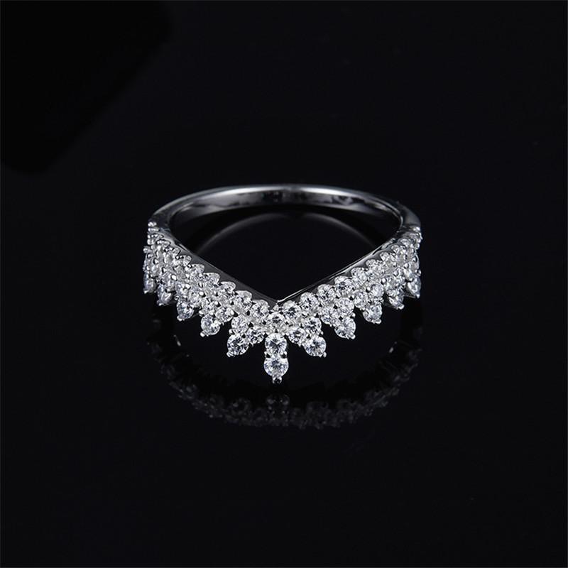 S925 Sterling Silver High End Micro Inlaid Diamond Tooth Lace Crown Ring