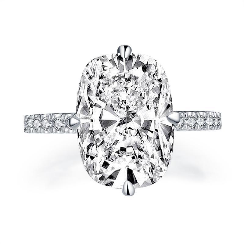 6 Carats Cushion Cut Halo Solitaire Created Diamond Engagement Ring 925 Sterling Silver Ring