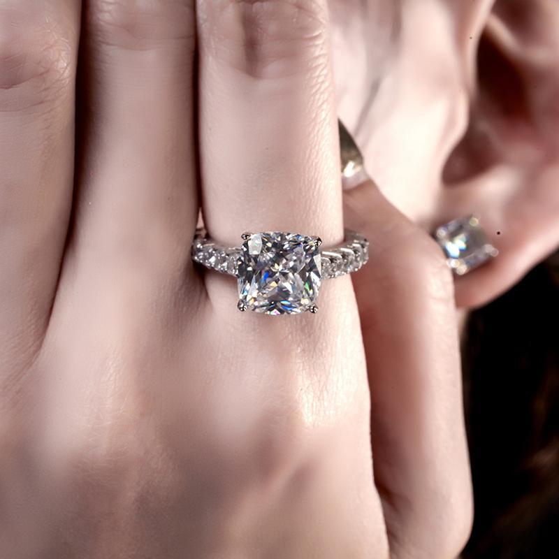 Cushion Cut Created Diamond Engagement Ring