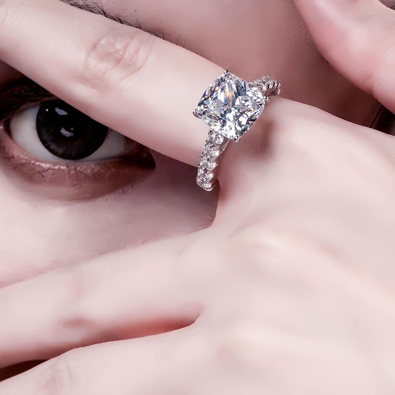 Cushion Cut Created Diamond Engagement Ring