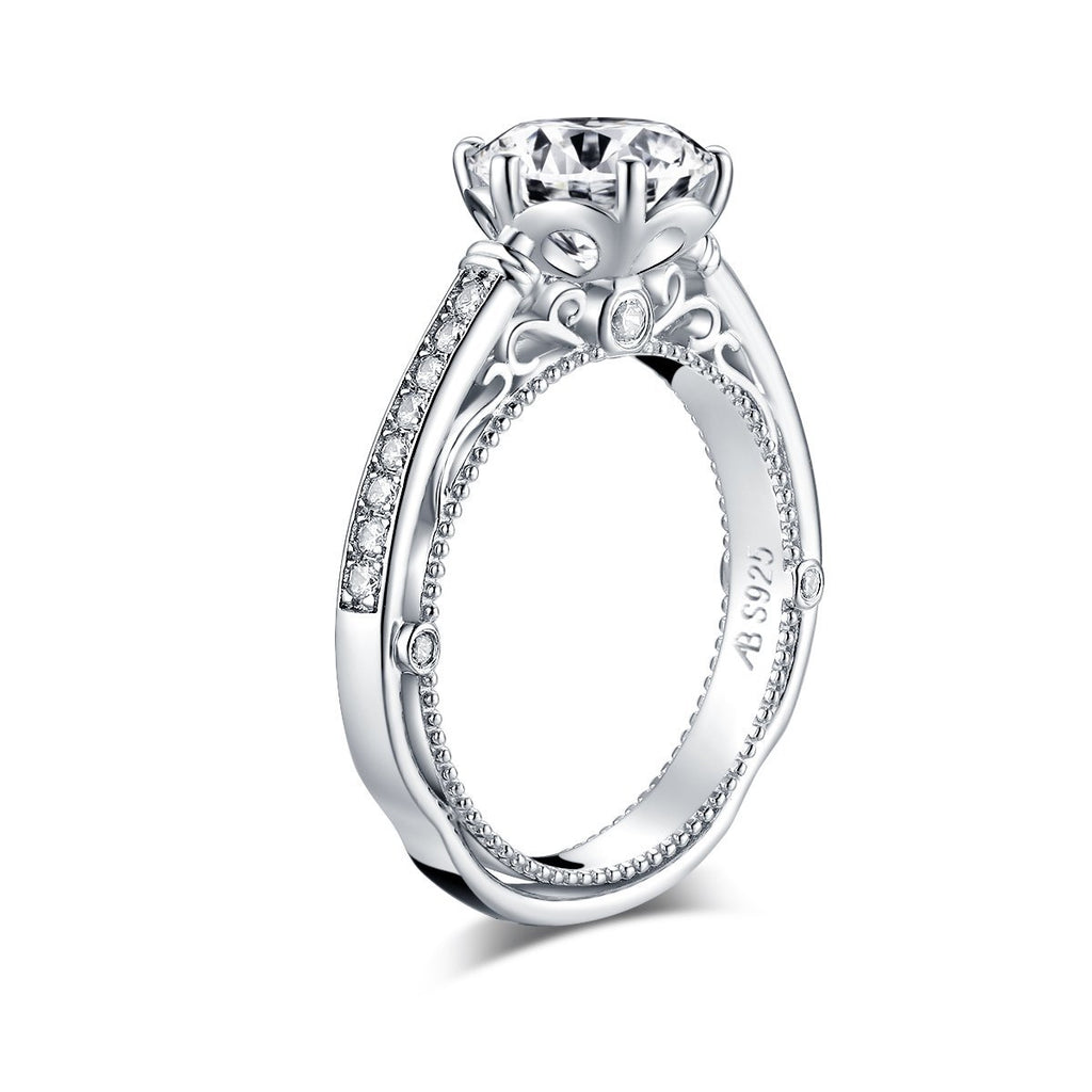 Vintage Round Created White Diamond Ring