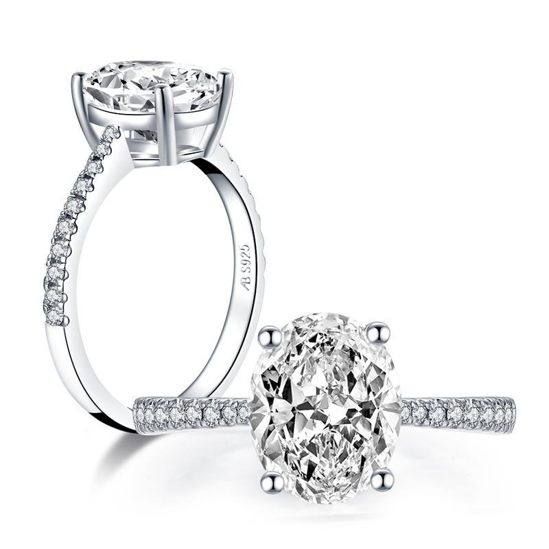 oval created white diamond ring
