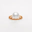 18K Rose Gold Crown Diamond Freshwater White Pearl Ring