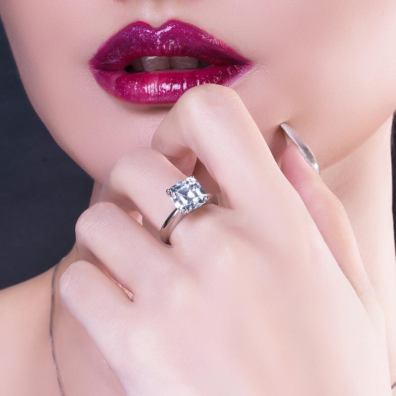 Princess & Cushion & Round & Asscher Cut Created White Diamond Solitaire Ring
