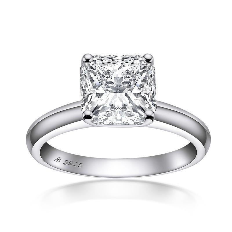 Princess Created White Diamond Solitaire Ring