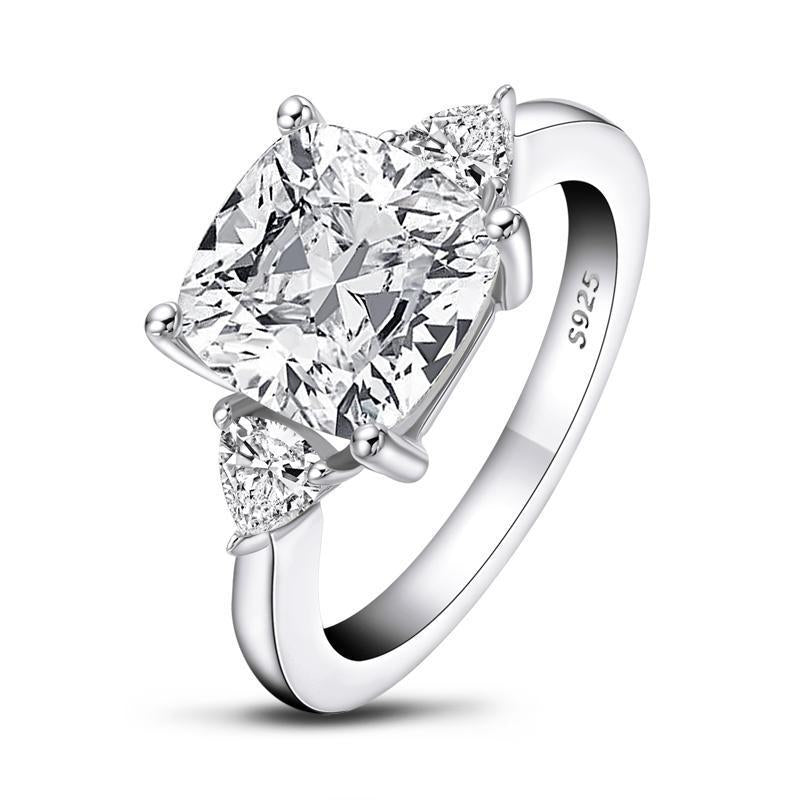 Luxury Cushion Cut Moissanite Diamond 3-Stone Ring
