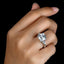 Cushion Cut Created White Diamond Three Stone Ring