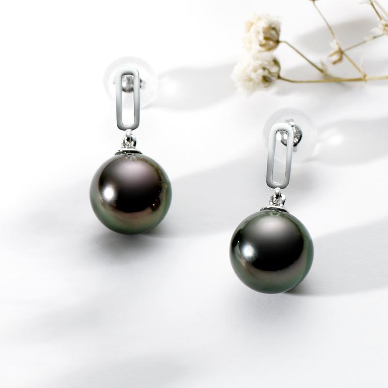 925 Sterling Silver Beautiful Black Pearl Earrings