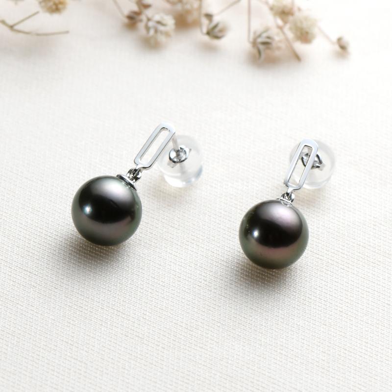925 Sterling Silver Beautiful Black Pearl Earrings
