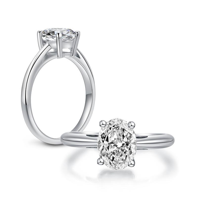 Classic Oval Solitaire Created White Diamond Ring