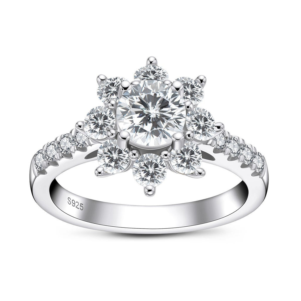 Halo Round Created White Diamond Sunflower Ring
