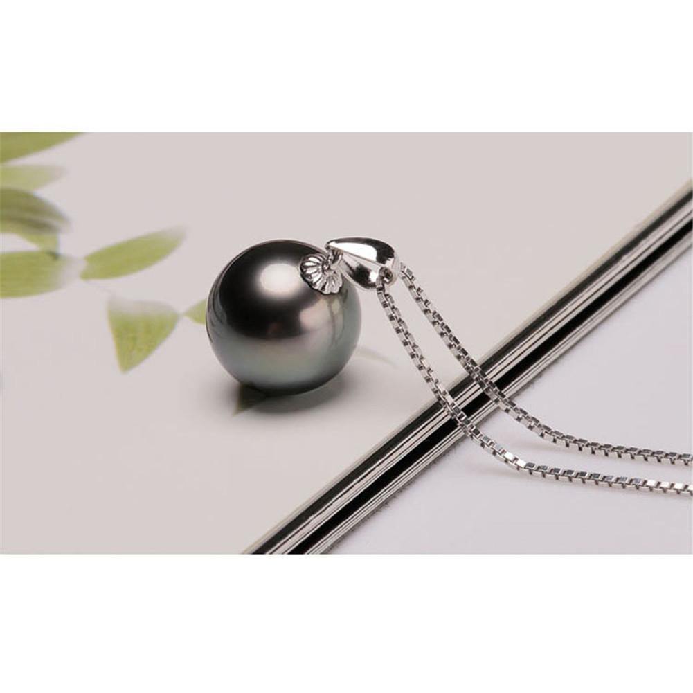 18K Gold 10-11mm Genuine Black Tahitian Southsea Cultured Pearl Pendant Necklace for Women with 18" Chain (Sterling Silver) - ZULRE