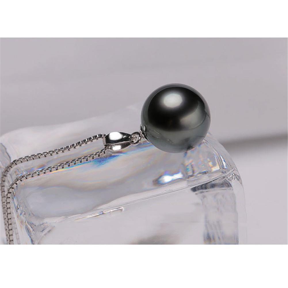 18K Gold 10-11mm Genuine Black Tahitian Southsea Cultured Pearl Pendant Necklace for Women with 18" Chain (Sterling Silver) - ZULRE