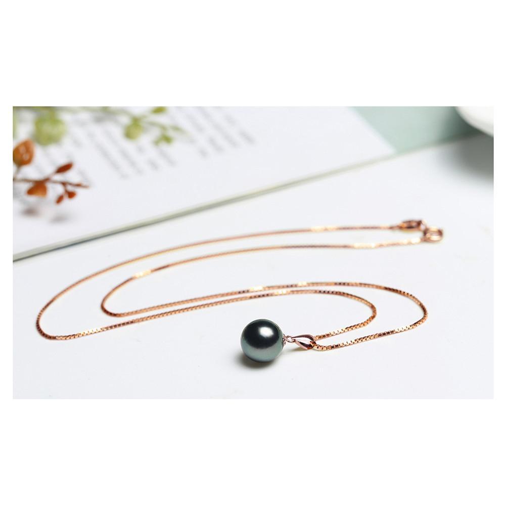 18K Gold 10-11mm Genuine Black Tahitian Southsea Cultured Pearl Pendant Necklace for Women with 18" Chain (Sterling Silver)