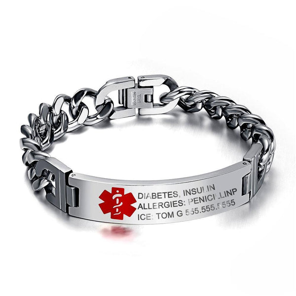 Custom Adjustable Medical Allergies Bracelet, Medical ID Alert Stainle –  Anavia Jewelry & Gift