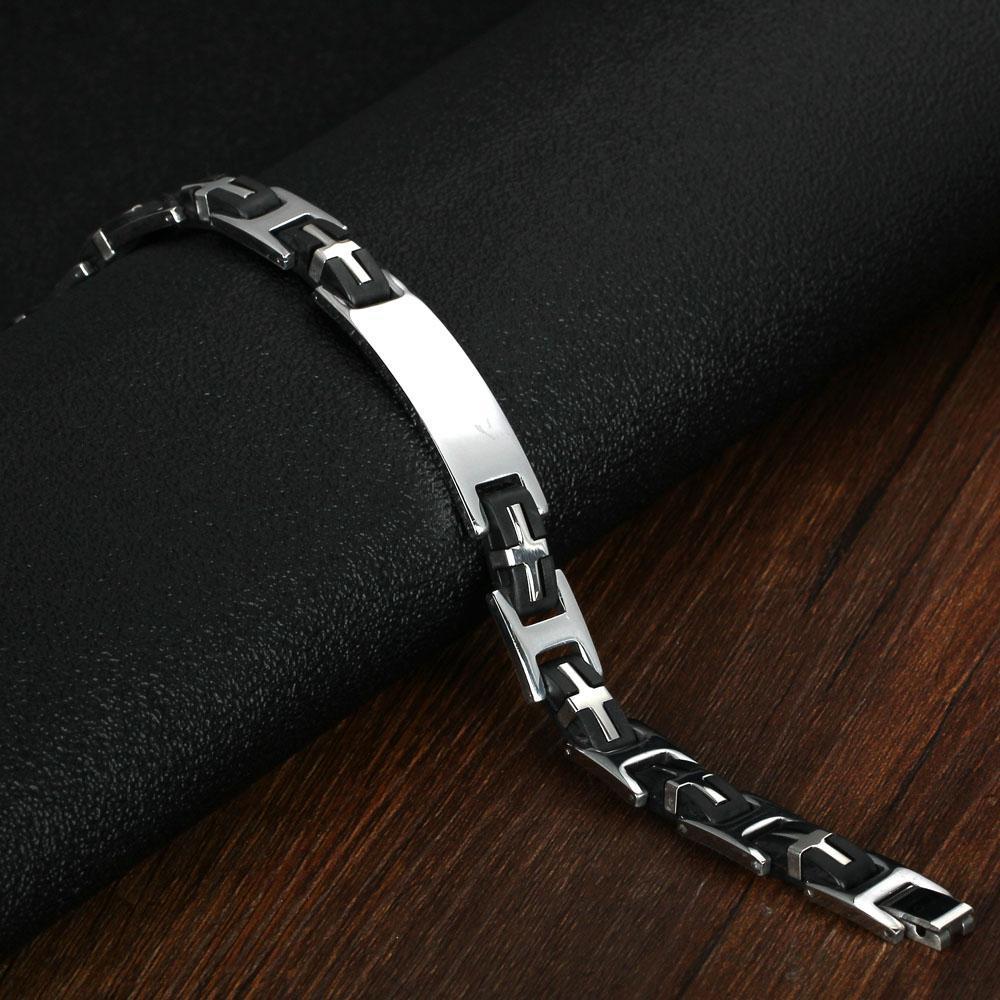Link Chain Bracelet Men Stainless Steel Bracelet Black Biker Chain