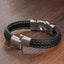 Men Bracelet Fashion Clasp Leather Braided Bracelet Black Gift For Him