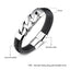 Men Leather Bracelet Link Chain Stainless Steel Vintage Wristband Fashion Clasp Leather Bracelets Black Gift For Him
