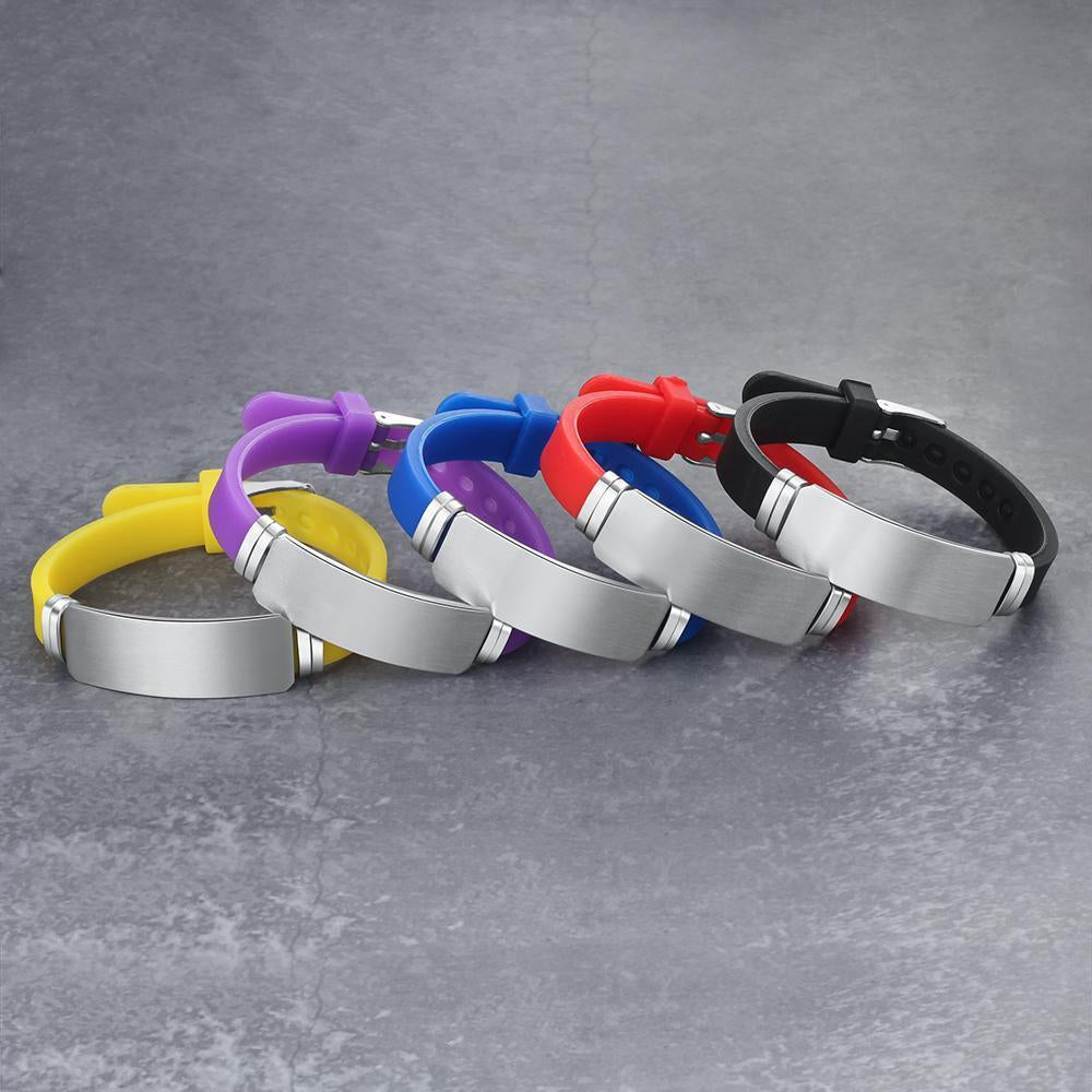 Engraved Bracelet Adjustable Silicone Personalized Wristband
