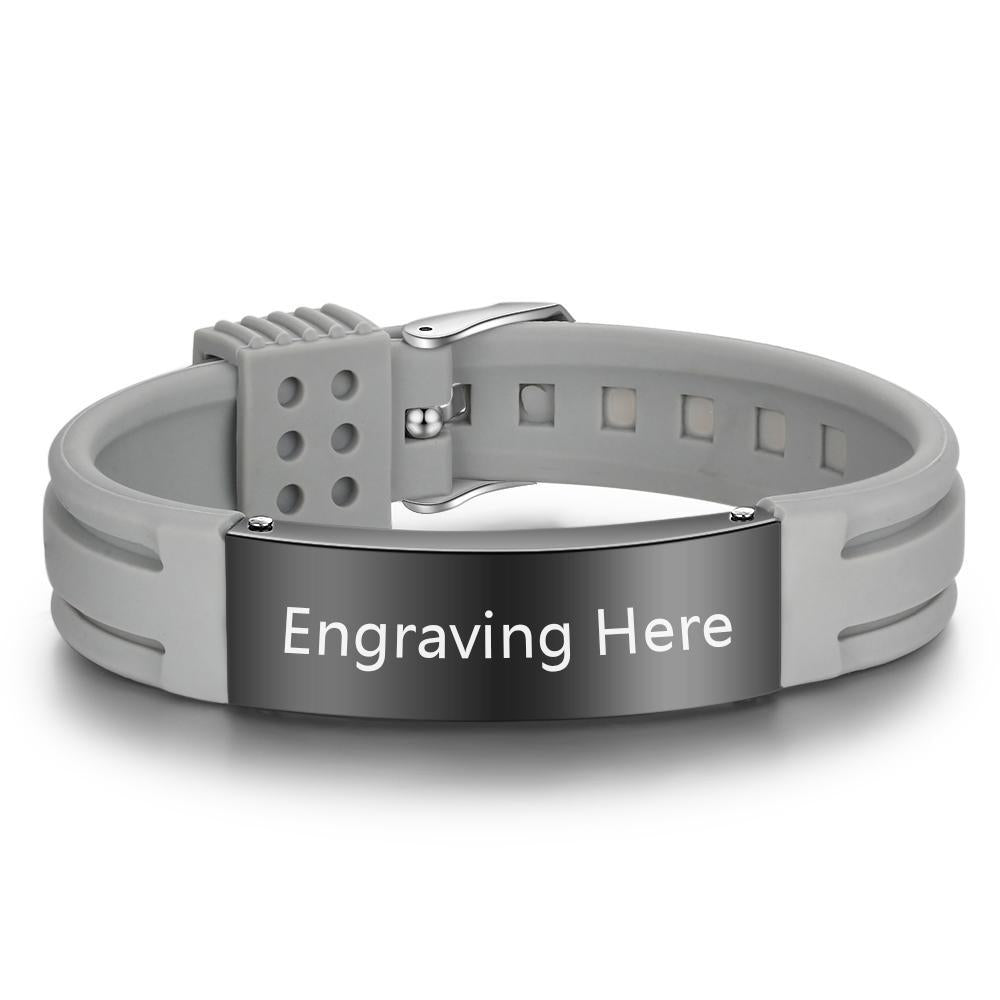 Personalized Engraved Bracelet Adjustable Stainless Steel Waterproof Bracelet Women Men
