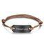 Leather Bracelet Men Women ID Bracelet for Kids Adjustable Wristband Brown