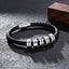 Leather Braided Rope Bracelet For Men Engraved Family Name Sterling Silver Custom Bead