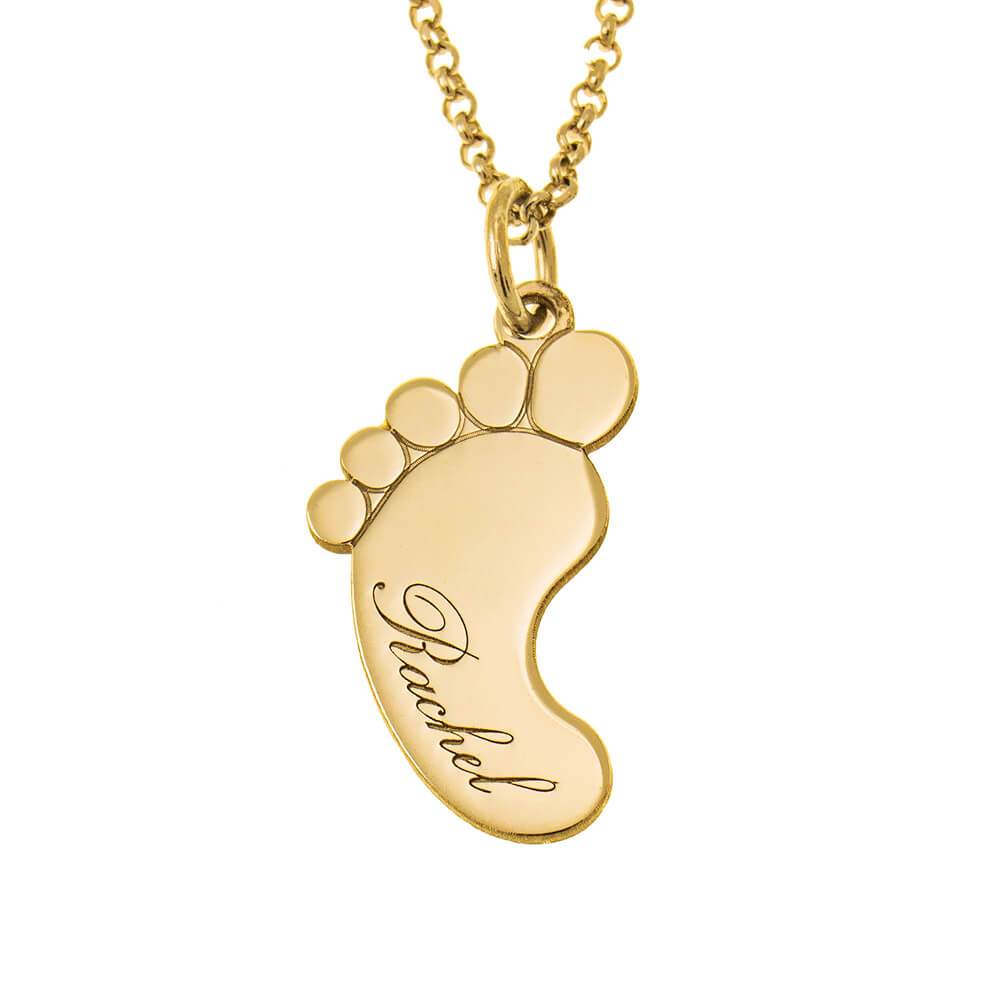 Baby Foot Name Necklace For Mother