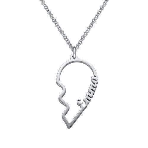 Sterling Silver Broken Heart Name Necklace for Couples