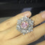 14K/18K Gold Halo 1.17ct Pink Oval Cut Created Diamond Two-Tone Flower Ring