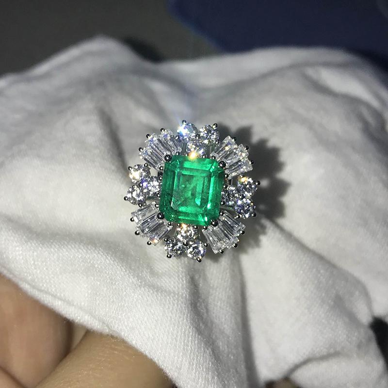 14K/18K Gold 2.83ct Lab Created Emerald Unique Ring Detachable Pendant Dual Purpose