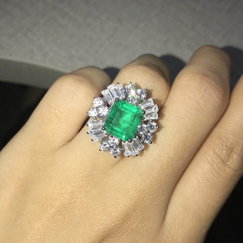 14K/18K Gold 2.83ct Lab Created Emerald Unique Ring Detachable Pendant Dual Purpose