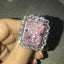 14K/18K White & Rose Gold Two-Tone 20ct Radiant Cut Pink Created Diamond Luxury Halo Ring