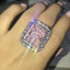 14K/18K White & Rose Gold Two-Tone 20ct Radiant Cut Pink Created Diamond Luxury Halo Ring