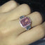 14K/18K White & Rose Gold Two-Tone 4ct Radiant Cut Pink Created Diamond Vintage Three Stone Ring