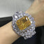 14K/18K Gold Luxury Radiant Cut Yellow Created Diamond Watch Shaped Bracelet